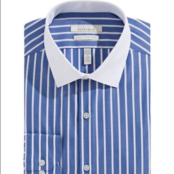 Perry Ellis Non Iron Dress Shirt-BLUE-16 34/35 - Picture 1 of 4